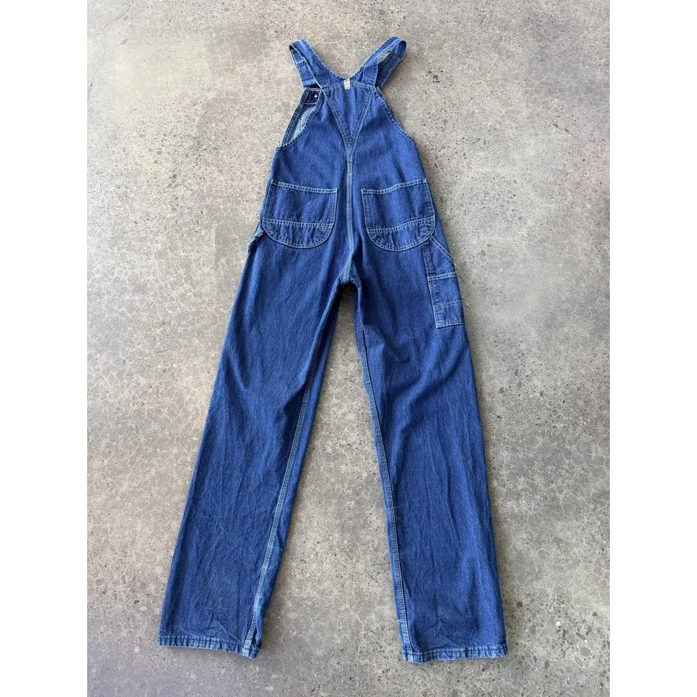 Key Bib Overalls Mens 30x34 Blue Denim Workwear Carpenter Utility Straight Leg - Picture 4 of 15
